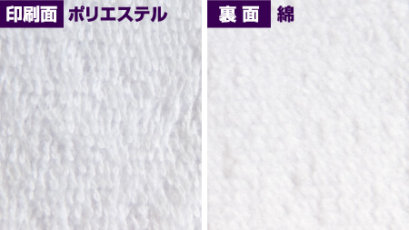 印刷面:ポリエステル、裏面:綿